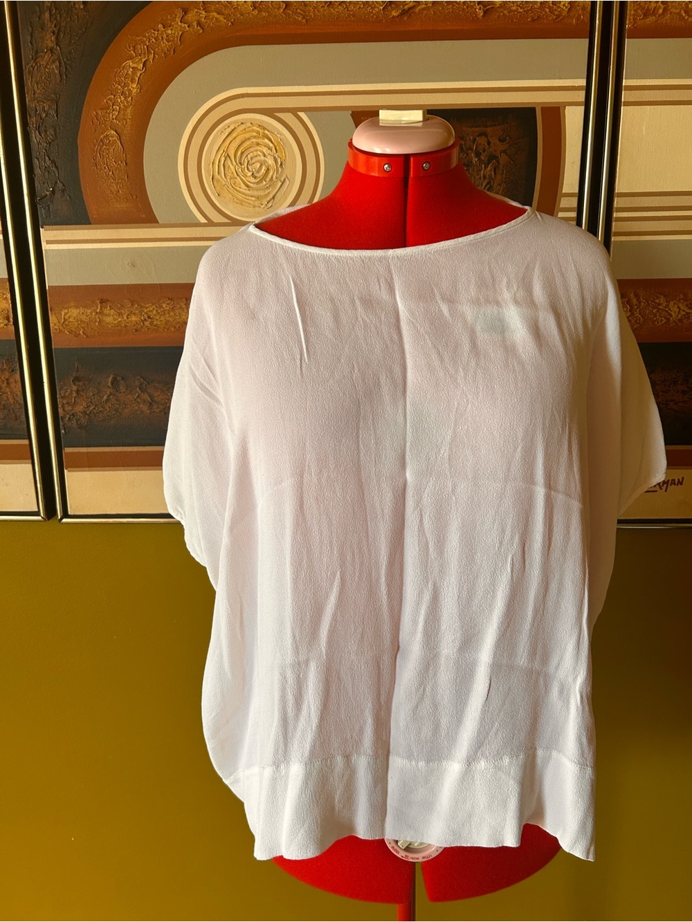 Diane Von Furstenberg White Wide-Neck Relaxed Blouse